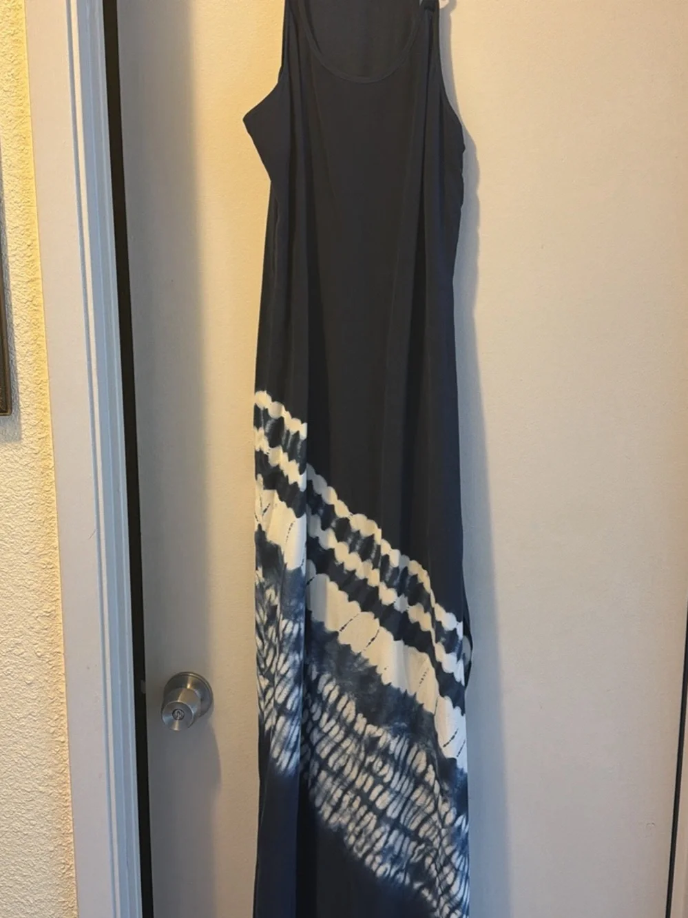 Michael Kors Navy and White Tie-Dye Maxi Dress